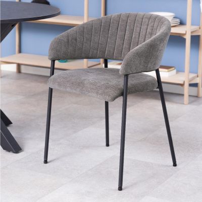 Nøra Eira armstoel | zwart metaal onderstel | stof Danny - donkergrijs