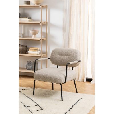 Nøra Chas fauteuil | zwart metaal onderstel | Stof Basel - beige