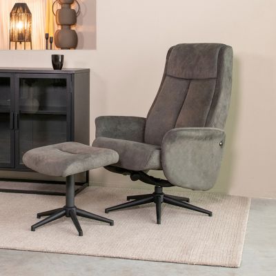 Label51 Bergen fauteuil + hocker - antraciet