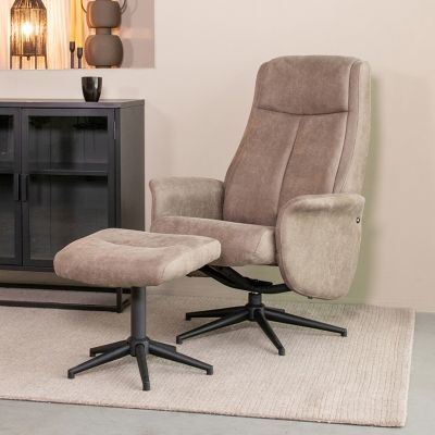 Label51 Bergen fauteuil mirco suede + hocker - taupe
