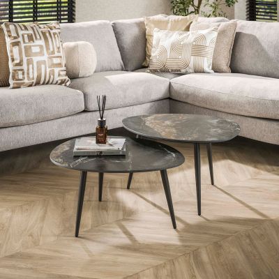 Fraaai Malakai salontafel set van 2 organisch - zwart