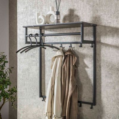 Fraaai Leonie kapstok roede 12 haaks - zwart bruin