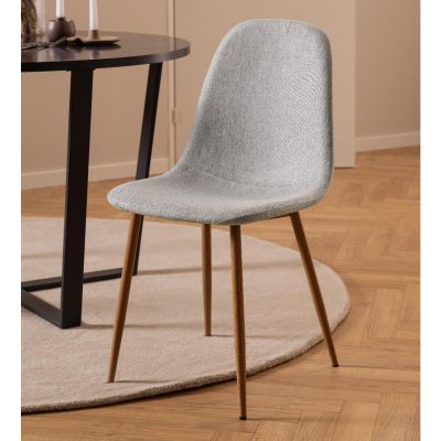 Nøra Oda eetkamerstoel | naturel oak onderstel | stof Nesia - lichtgrijs
