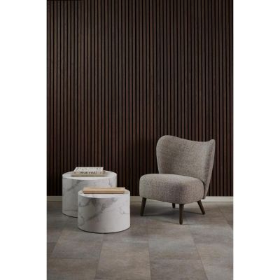 Nøra Cedric fauteuil | bruin hout onderstel | stof Java - mocca