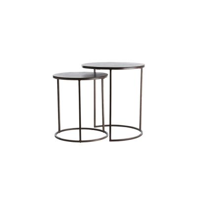 Light & Living Talca bijzettafel set van 2 Ø41x46+Ø49x52 cm - donkerbruin