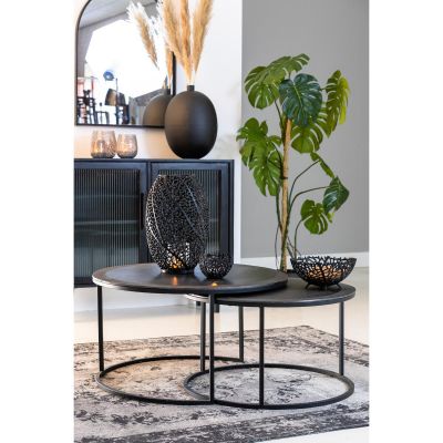 Light & Living Talca salontafel set van 2 Ø67,5x39,5+Ø75x45 cm - zwart - OUTLET B