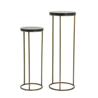 Light & Living Sobrina zuil set van 2 - zwart agaat/antiek brons