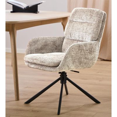 Nøra Sila draaibare armstoel | zwart metaal onderstel | stof Juto