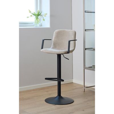 Nøra Ward verstelbare barstoel | zwart metaal onderstel | stof Caso - beige