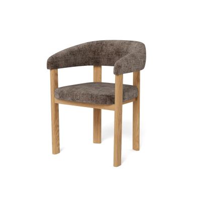 Nøra Pippa armstoel | zwart metaal onderstel | stof Juto - bruin