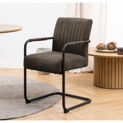 Nøra Bjorn armstoel | zwart metaal onderstel | stof Preston