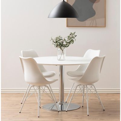 Nøra Sila eetkamerstoel | metaal onderstel | PU leer - wit