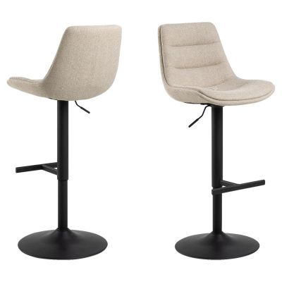 Nøra Crosby verstelbare barstoel | donkergrijs metaal onderstel | stof Base - beige