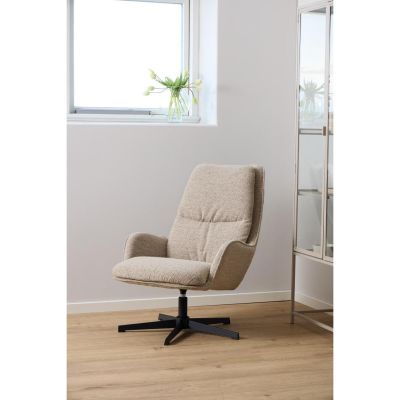 Nøra Sandra draaifauteuil | zwart metaal onderstel | stof Monza - beige
