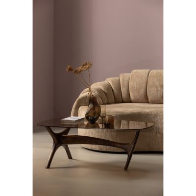 Woood Flash salontafel mangohout/glas - walnoot