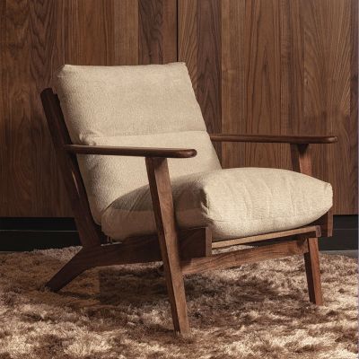 Woood Houston fauteuil bouclé/hout - naturel