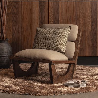 Woood Opulent fauteuil bouclé/hout - naturel