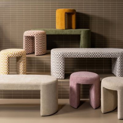 Woood Charlie gestoffeerde kruk ruit