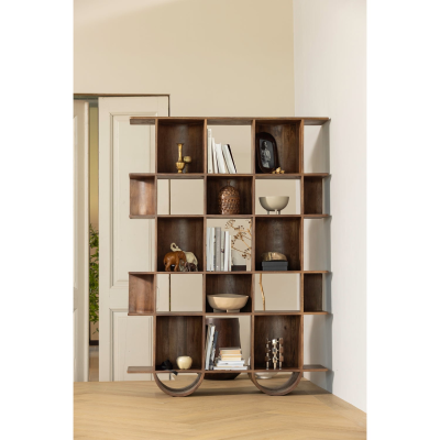 Woood Sinne boekentkast hout 180x130 cm - walnoot