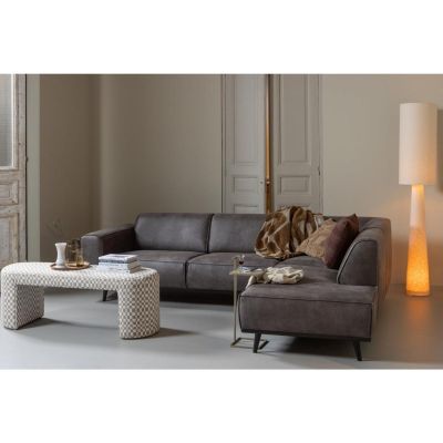 Woood Statement hoekbank rechts ecoleer - donkergrijs