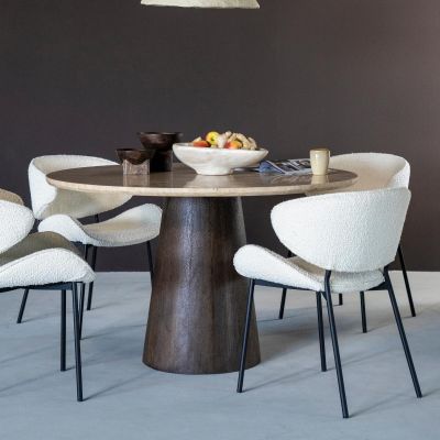 Eleonora Ronde eettafel Aikin - Ø130x76 cm - travertin