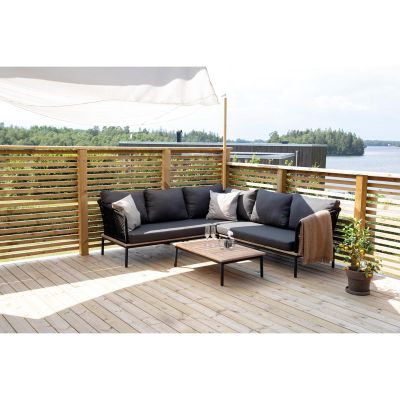 Svea Omarion loungest met hoekbank en tafel - zwart