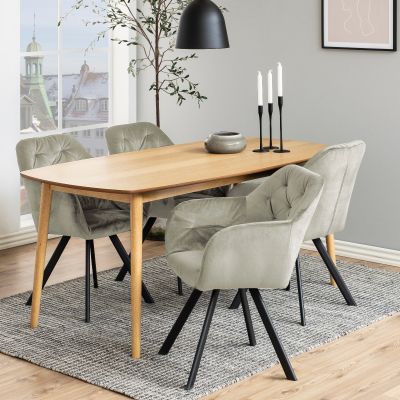 Nøra Runo terugdraai armstoel | zwart metaal onderstel | stof Vic