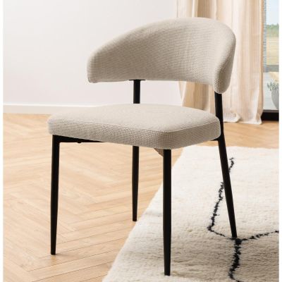 Nøra Oakra eetkamerstoel | zwart metaal onderstel | stof Basel