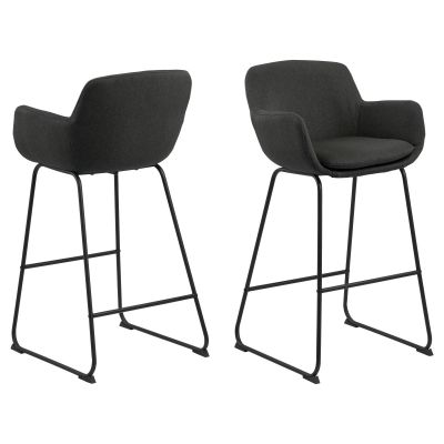 Nøra Lorraine barstoel | zwart metaal onderstel | stof Town - donkergrijs