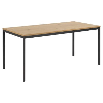 Nøra Frank rechthoekige eettafel 160x80x74 cm | zwart metaal onderstel | ruw melamine - naturel
