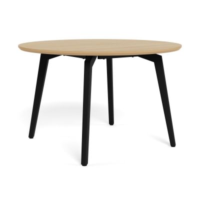 Nøra Laurens ronde eettafel Ø120x75 cm | zwart metaal onderstel | eikenfineer melamine - naturel