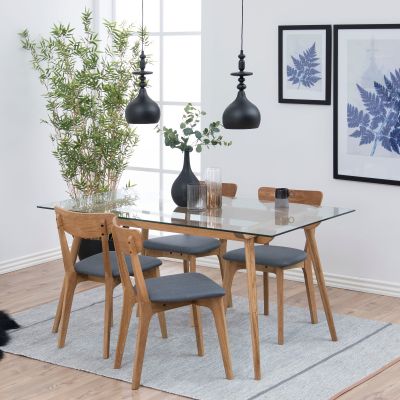 Nøra Aiko eetkamerstoel | naturel oak onderstel | stof Corsica - donkergrijs