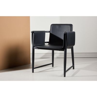 Svea Sanjay stoel - lederlook - zwart