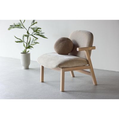 Svea Nakamura fauteuil - rubberhout en stof - beige