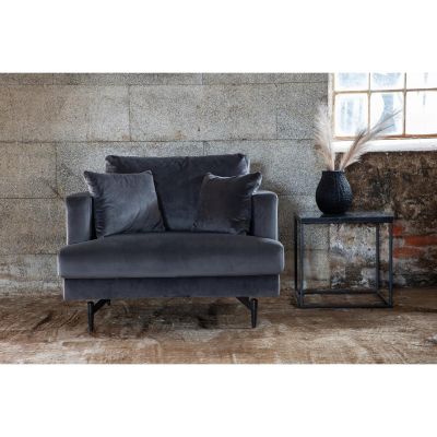 Svea Ruma fauteuil - velvet - donkergrijs