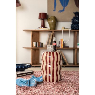 By-Boo Candice bijzettafel gestreept - creme/burgundy