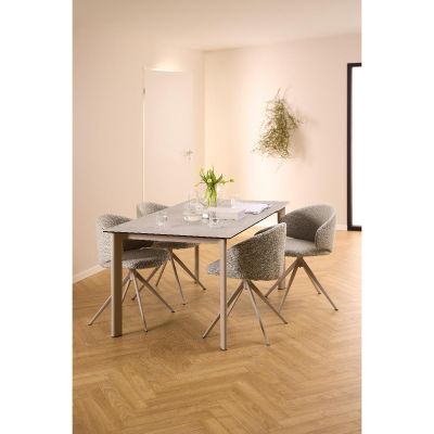 Nøra Leila rechthoekige eettafel 160x90x75 cm | grijs metaal onderstel | ruw keramiek - grijs