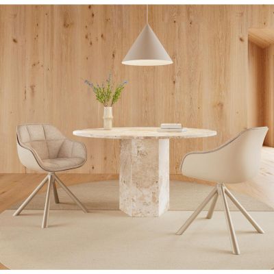 Nøra Lizzy draaibare armstoel | beige metaal onderstel | stof Cona - beige