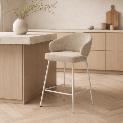 DS4U Sofia barkruk 65 cm - champagne met beige poot - OUTLET B