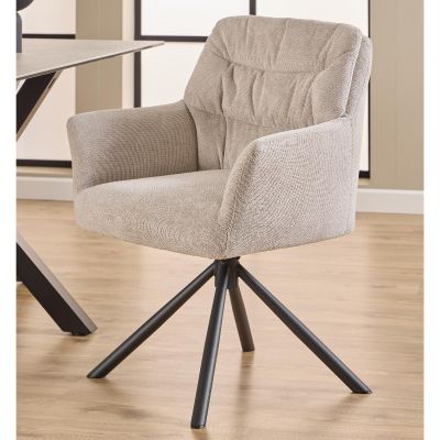 Nøra Vika armstoel | zwart metaal onderstel | stof Caso - beige