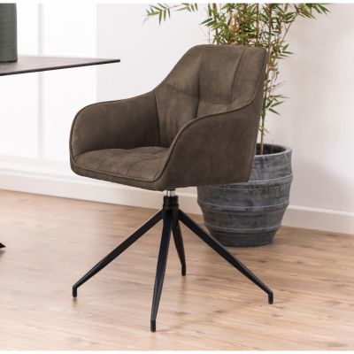 Nøra Nila draaibare armstoel | zwart metaal onderstel | stof Preston