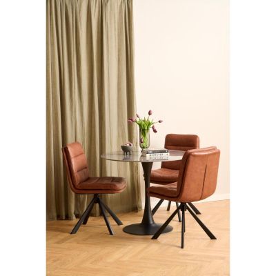 Nøra Michelle ronde eettafel Ø90x75 cm | zwart metaal onderstel | gepolijst keramiek