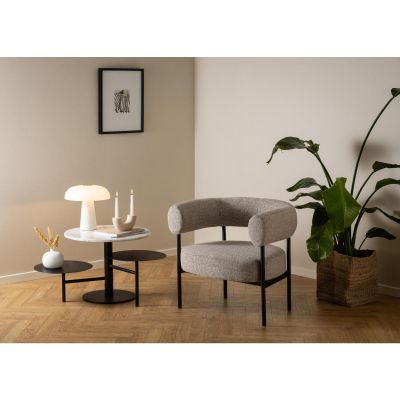 Nøra Cliff fauteuil | zwart metaal onderstel | stof Monza - beige