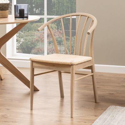 Nøra Siv armstoel | wit oak onderstel | Paper plaits - off white