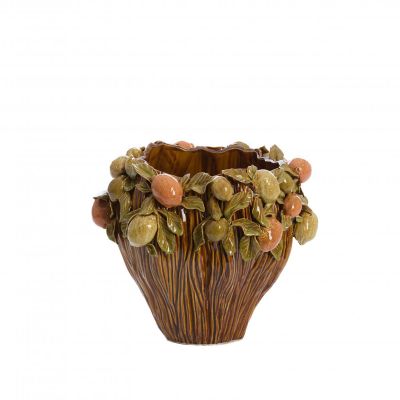 Light & Living Lemoni vaas deco Ø38x33 cm - keramiek bruin-oranje+groen