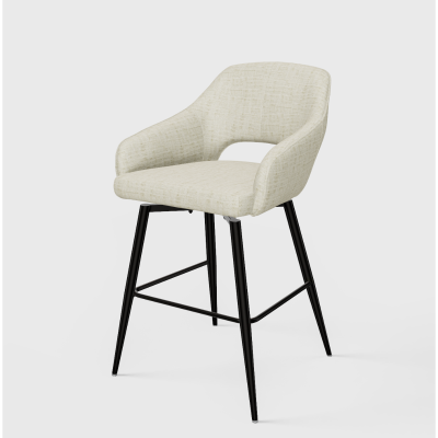 Moods Collection Paris barstoel 65 cm draaibaar - Jasper cream 11 - zwart onderstel