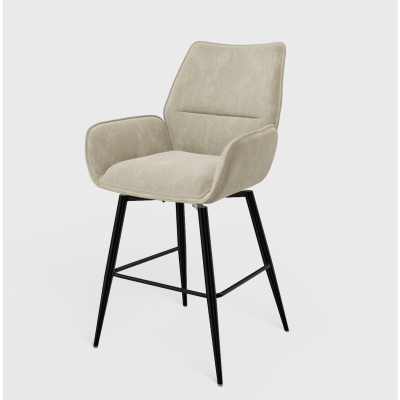 Moods Collection London barstoel 65 cm draaibaar - Milan nature 01 - zwart onderstel