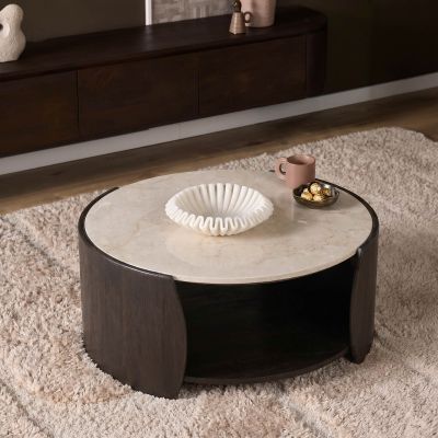 Starfurn Salontafel Rune Botticino marmer ø80 cm - bruin/beige