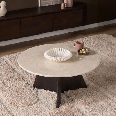 Starfurn Salontafel Milo Botticino marmer ø80 cm - bruin/beige