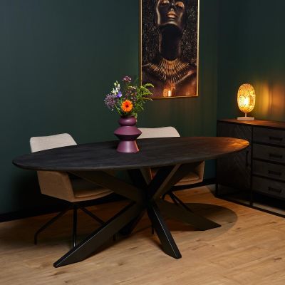 Starfurn Ovale eettafel New York - 210 cm - zwart